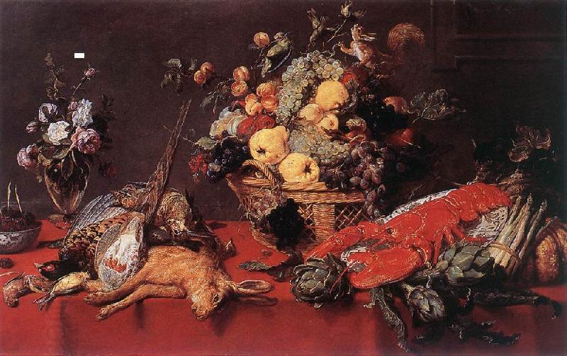 SNYDERS, Frans Still-life with a Basket of Fruit w r oil painting picture
